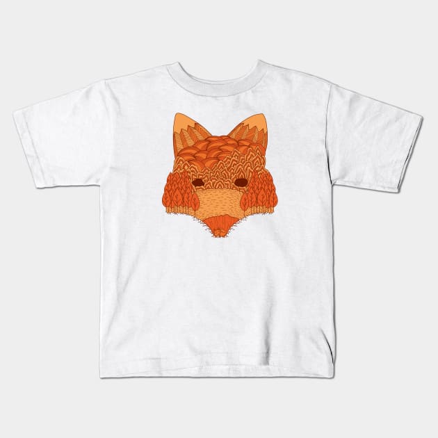 Where The Fox Hides Kids T-Shirt by monochromefrog